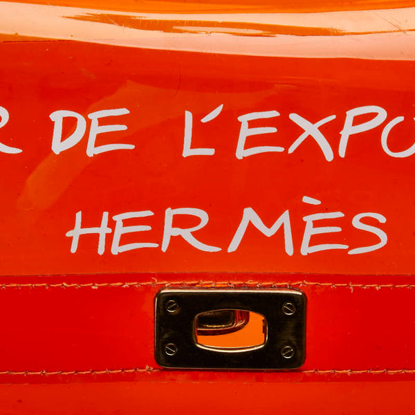 エルメス ビニールケリー 「不思議の国、エルメスへの旅」 ハンドバッグ トートバッグ オレンジ ビニール レディース HERMES 【中古】