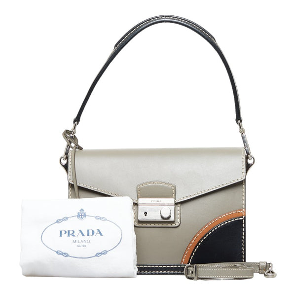 プラダ ハンドバッグ ショルダーバッグ 2WAY グレー マルチカラー レザー レディース PRADA 【中古】