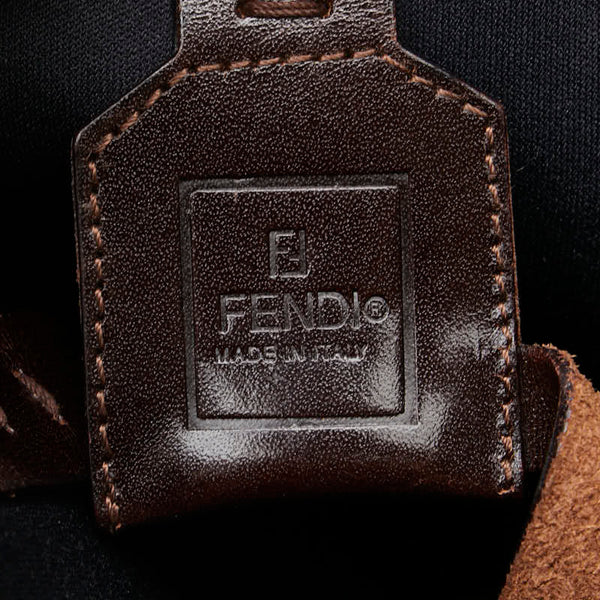 フェンディ ズッカ トートバッグ ハンドバッグ カーキ ブラウン キャンバス レザー レディース FENDI 【中古】