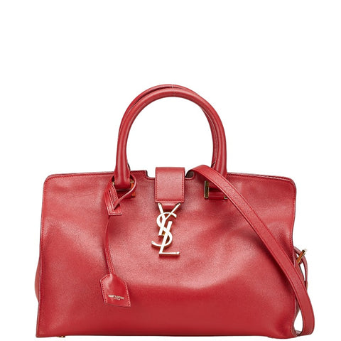 サンローラン ベイビーカバス ハンドバッグ ショルダーバッグ 2WAY 394461 レッド レザー レディース SAINT LAURENT 【中古】