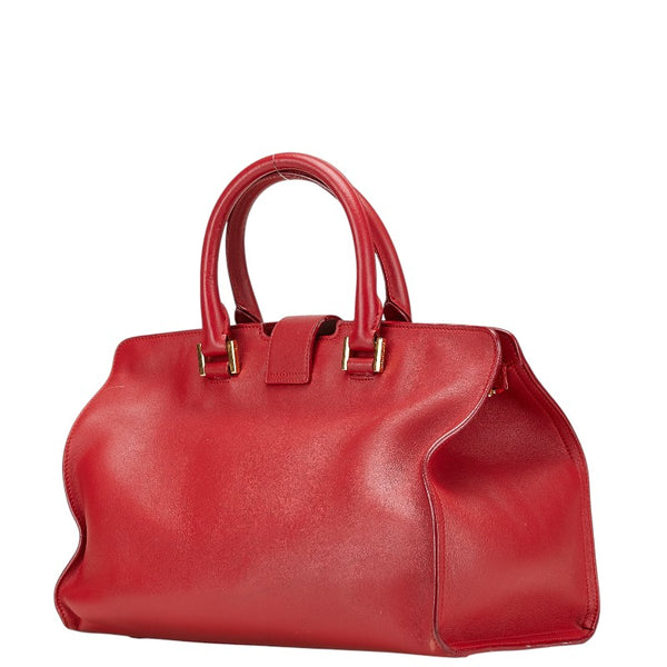 サンローラン ベイビーカバス ハンドバッグ ショルダーバッグ 2WAY 394461 レッド レザー レディース SAINT LAURENT 【中古】