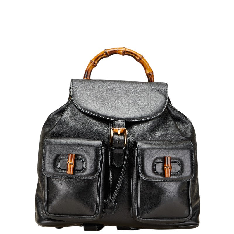 グッチ バンブー リュック バックパック 003 1998 ブラック レザー レディース GUCCI 【中古】