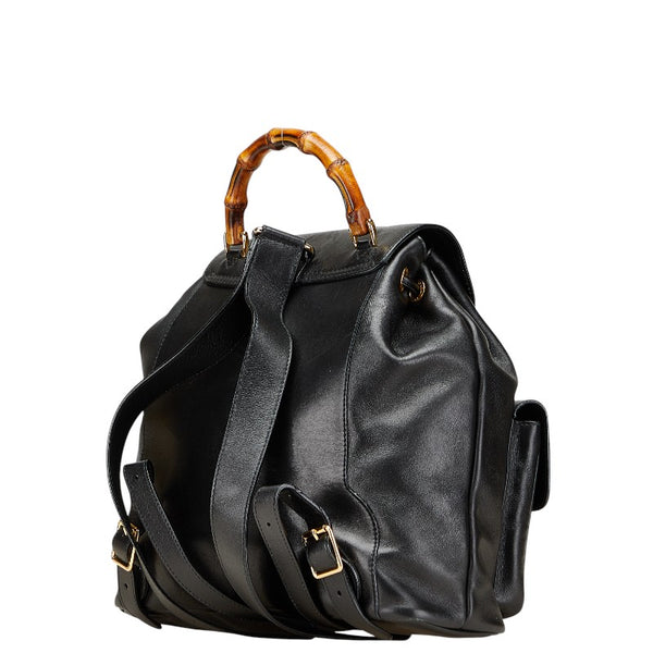 グッチ バンブー リュック バックパック 003 1998 ブラック レザー レディース GUCCI 【中古】