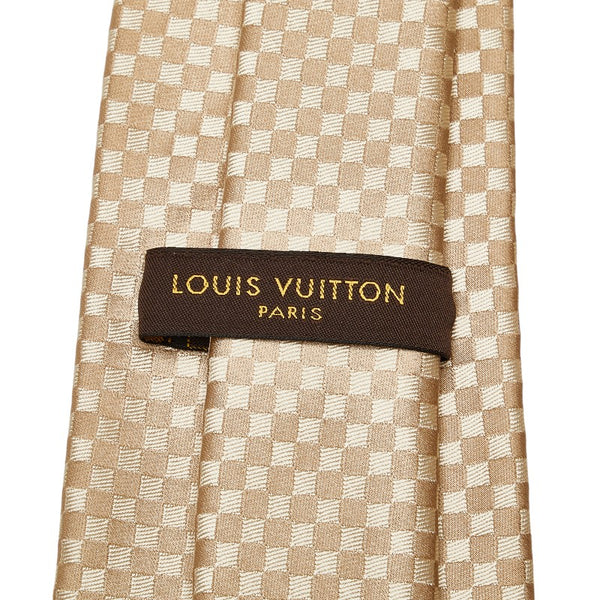 ルイ ヴィトン マイクロ ダミエ クラヴァット ネクタイ ベージュ ゴールド シルク メンズ LOUIS VUITTON 【中古】