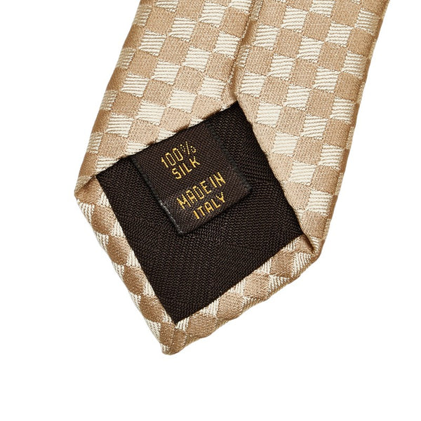 ルイ ヴィトン マイクロ ダミエ クラヴァット ネクタイ ベージュ ゴールド シルク メンズ LOUIS VUITTON 【中古】
