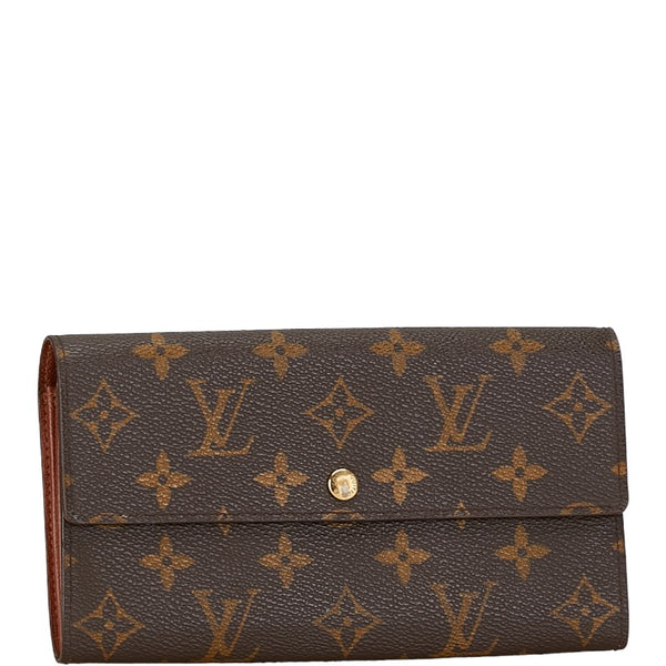 ルイ ヴィトン モノグラム ポシェット ポルト モネ クレディ 長財布 M61725 ブラウン PVC レザー レディース LOUIS VUITTON 【中古】