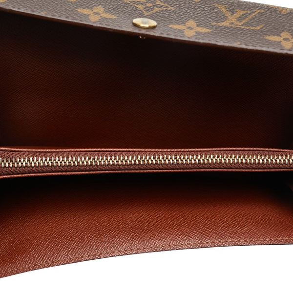 ルイ ヴィトン モノグラム ポシェット ポルト モネ クレディ 長財布 M61725 ブラウン PVC レザー レディース LOUIS VUITTON 【中古】