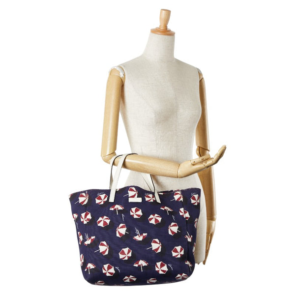 グッチ 傘 アンブレラ トートバッグ ハンドバッグ 282439 ネイビー マルチカラー キャンバス レザー レディース GUCCI 【中古】