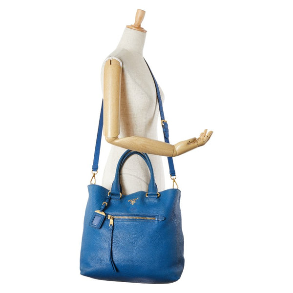 プラダ ハンドバッグ ショルダーバッグ 2WAY ブルー レザー レディース PRADA 【中古】