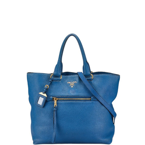 プラダ ハンドバッグ ショルダーバッグ 2WAY ブルー レザー レディース PRADA 【中古】