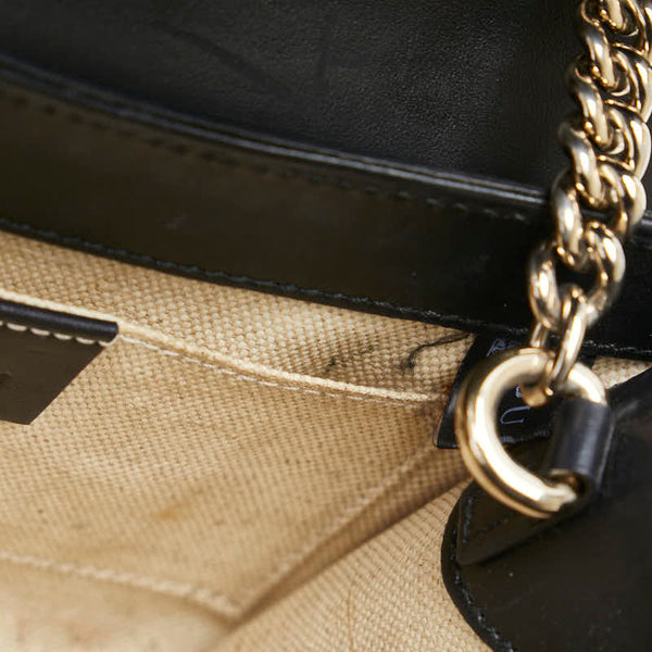 グッチ グッチシマ エミリー ホースビット 斜め掛け チェーン ショルダーバッグ 369622 ブラック レザー レディース GUCCI 【中古】