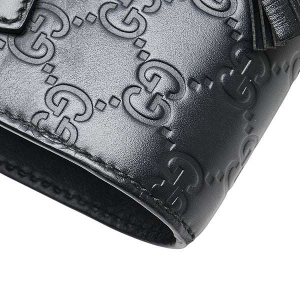 グッチ グッチシマ エミリー ホースビット 斜め掛け チェーン ショルダーバッグ 369622 ブラック レザー レディース GUCCI 【中古】