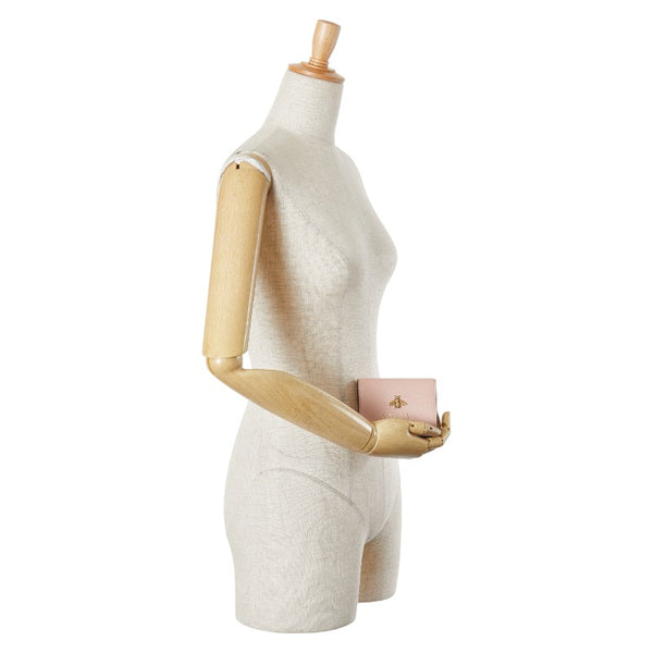 グッチ アニマリエ ビー 二つ折り財布 460185 ピンク レザー レディース GUCCI 【中古】