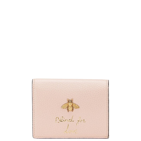 グッチ アニマリエ ビー 二つ折り財布 460185 ピンク レザー レディース GUCCI 【中古】