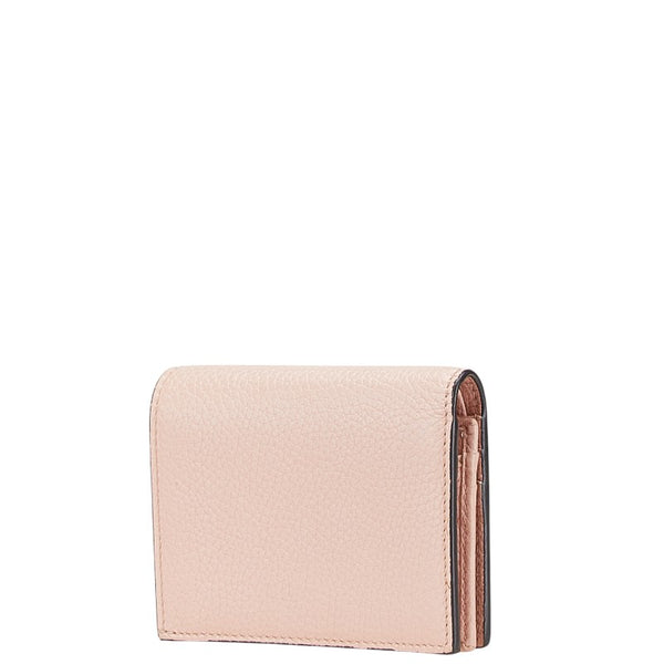 グッチ アニマリエ ビー 二つ折り財布 460185 ピンク レザー レディース GUCCI 【中古】