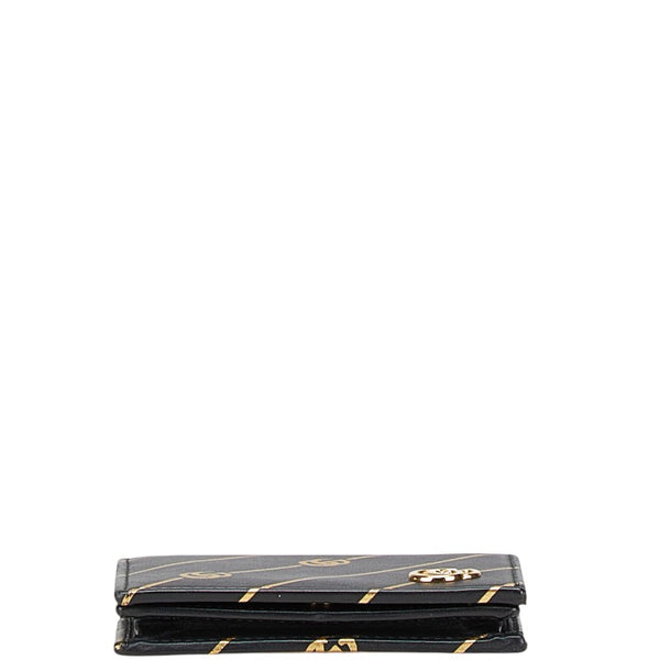 グッチ 二つ折り財布 コンパクトウォレット 548071 ブラック ゴールド レザー レディース GUCCI 【中古】