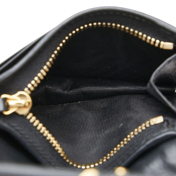 グッチ 二つ折り財布 コンパクトウォレット 548071 ブラック ゴールド レザー レディース GUCCI 【中古】