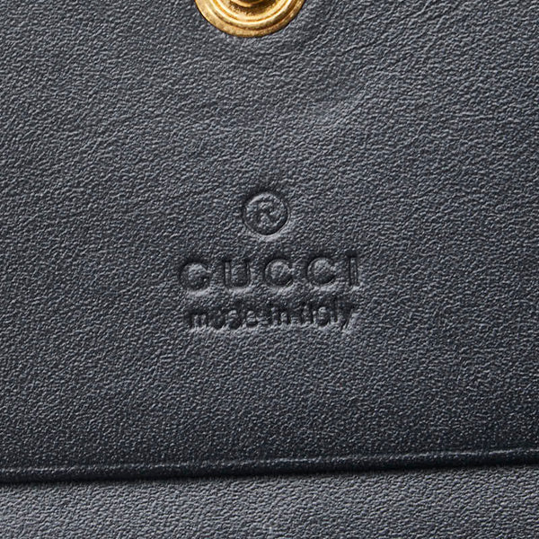 グッチ 二つ折り財布 コンパクトウォレット 548071 ブラック ゴールド レザー レディース GUCCI 【中古】