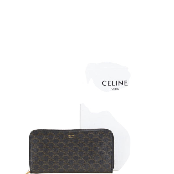 セリーヌ トリオンフ ラウンドファスナー 長財布 ブラック PVC レザー レディース CELINE 【中古】