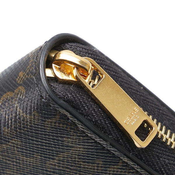 セリーヌ トリオンフ ラウンドファスナー 長財布 ブラック PVC レザー レディース CELINE 【中古】