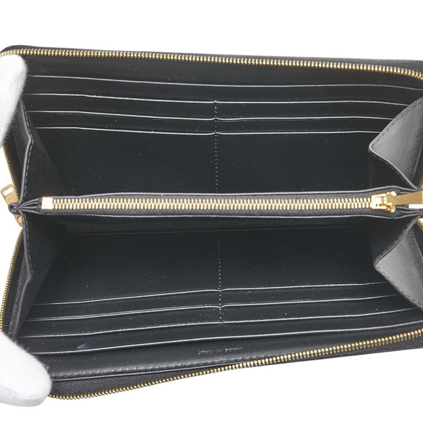 セリーヌ トリオンフ ラウンドファスナー 長財布 ブラック PVC レザー レディース CELINE 【中古】