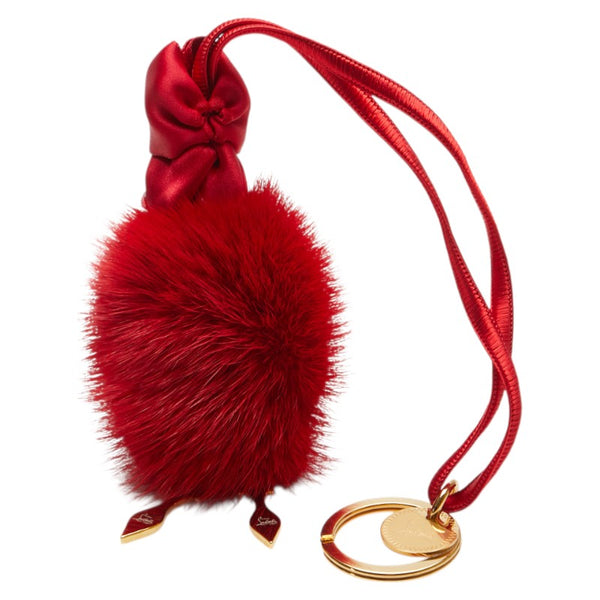 クリスチャンルブタン ファードール キーホルダー バッグチャーム レッド ゴールド メッキ ミンクファー レディース Christian Louboutin 【中古】
