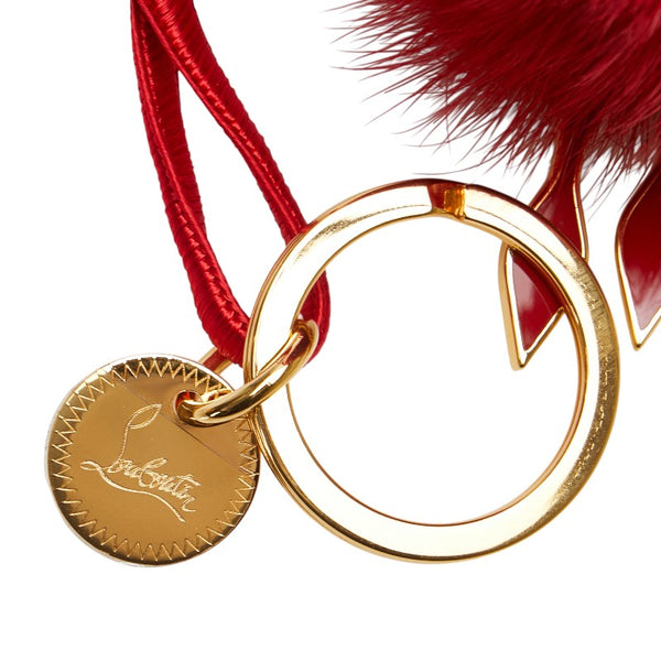 クリスチャンルブタン ファードール キーホルダー バッグチャーム レッド ゴールド メッキ ミンクファー レディース Christian Louboutin 【中古】