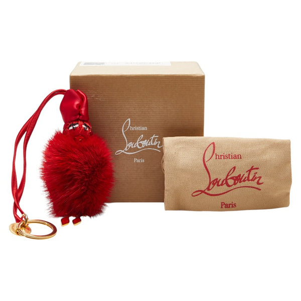 クリスチャンルブタン ファードール キーホルダー バッグチャーム レッド ゴールド メッキ ミンクファー レディース Christian Louboutin 【中古】