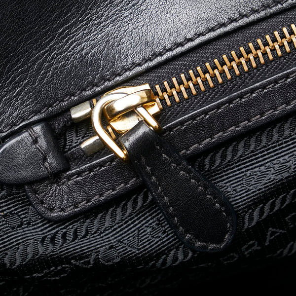 プラダ 三角ロゴプレート キルティング チェーン ショルダーバッグ トートバッグ ブラック ナイロン レザー レディース PRADA 【中古】