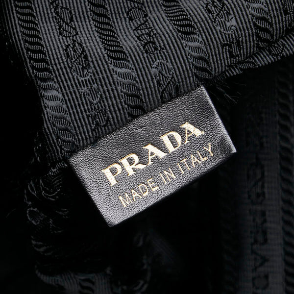 プラダ 三角ロゴプレート キルティング チェーン ショルダーバッグ トートバッグ ブラック ナイロン レザー レディース PRADA 【中古】