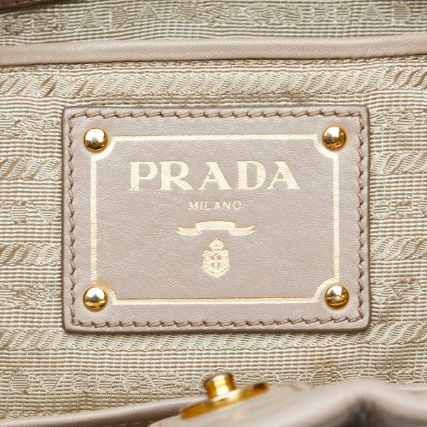プラダ リボン ハンドバッグ ショルダーバッグ 2WAY ベージュ レザー レディース PRADA 【中古】