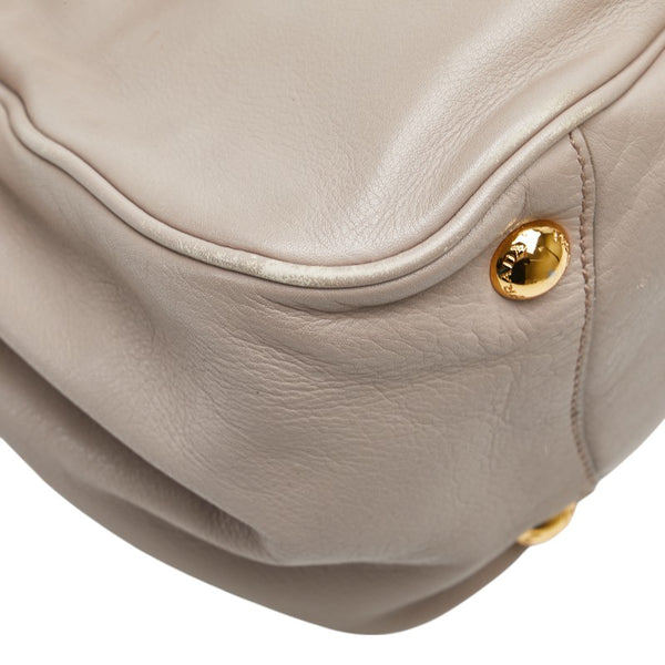 プラダ リボン ハンドバッグ ショルダーバッグ 2WAY ベージュ レザー レディース PRADA 【中古】