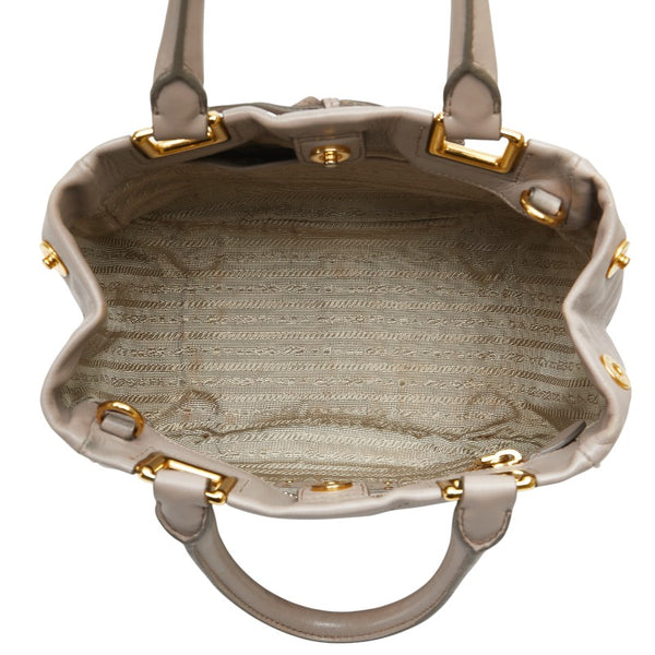 プラダ リボン ハンドバッグ ショルダーバッグ 2WAY ベージュ レザー レディース PRADA 【中古】