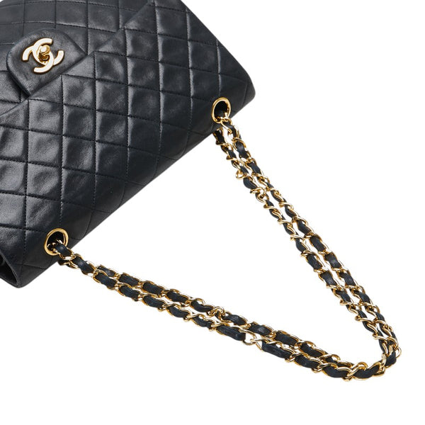 シャネル ココマーク マトラッセ25 ダブルフラップ チェーン ショルダーバッグ ブラック ラムスキン レディース CHANEL 【中古】