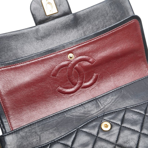 シャネル ココマーク マトラッセ25 ダブルフラップ チェーン ショルダーバッグ ブラック ラムスキン レディース CHANEL 【中古】