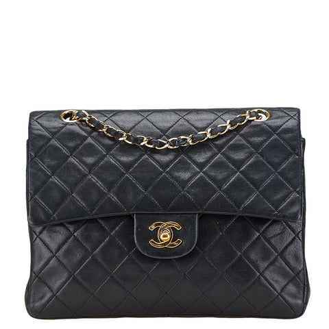 シャネル ココマーク マトラッセ25 ダブルフラップ チェーン ショルダーバッグ ブラック ラムスキン レディース CHANEL 【中古】