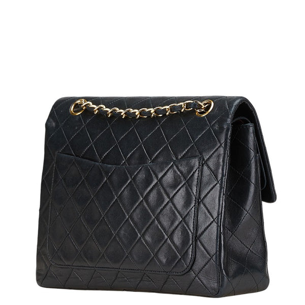 シャネル ココマーク マトラッセ25 ダブルフラップ チェーン ショルダーバッグ ブラック ラムスキン レディース CHANEL 【中古】