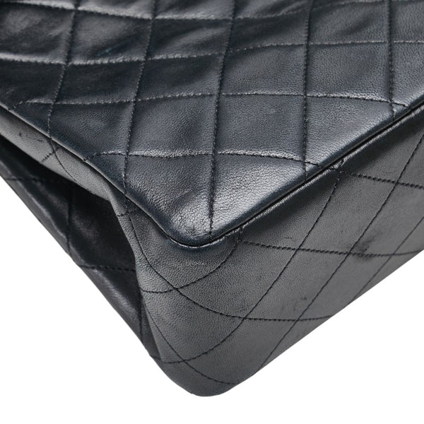 シャネル ココマーク マトラッセ25 ダブルフラップ チェーン ショルダーバッグ ブラック ラムスキン レディース CHANEL 【中古】