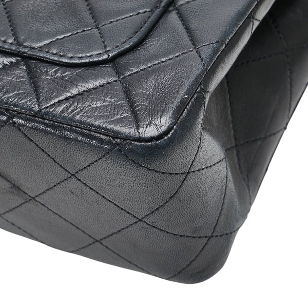 シャネル ココマーク マトラッセ25 ダブルフラップ チェーン ショルダーバッグ ブラック ラムスキン レディース CHANEL 【中古】