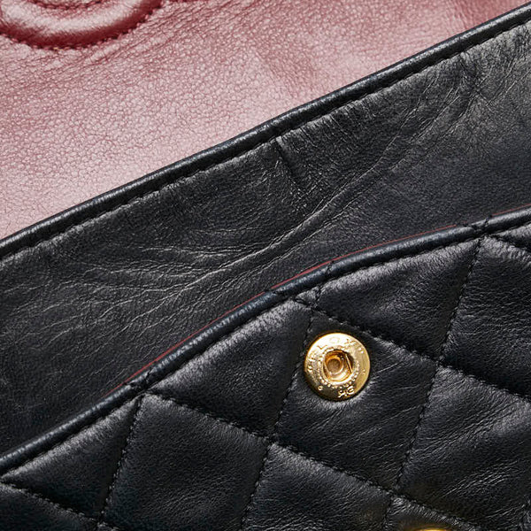 シャネル ココマーク マトラッセ25 ダブルフラップ チェーン ショルダーバッグ ブラック ラムスキン レディース CHANEL 【中古】