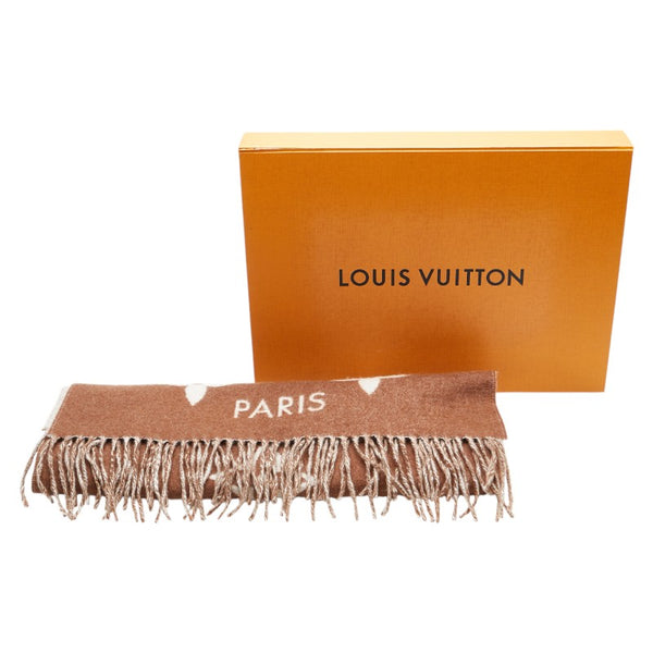 ルイ ヴィトン エシャルプ レイキャビック マフラー M76637 ブラウン ベージュ カシミヤ レディース LOUIS VUITTON 【中古】