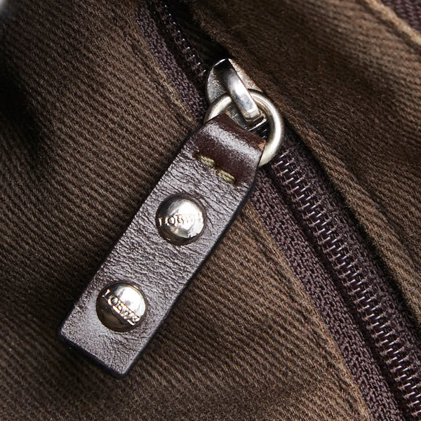 ロエベ アナグラム 斜め掛け ショルダーバッグ ブラック ブラウン PVC レザー レディース LOEWE 【中古】