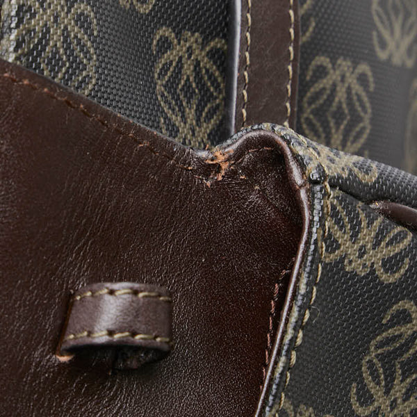 ロエベ アナグラム 斜め掛け ショルダーバッグ ブラック ブラウン PVC レザー レディース LOEWE 【中古】