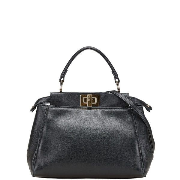 フェンディ ミニピーカブー ハンドバッグ ショルダーバッグ 2WAY 8BN244 ブラック レザー レディース FENDI 【中古】