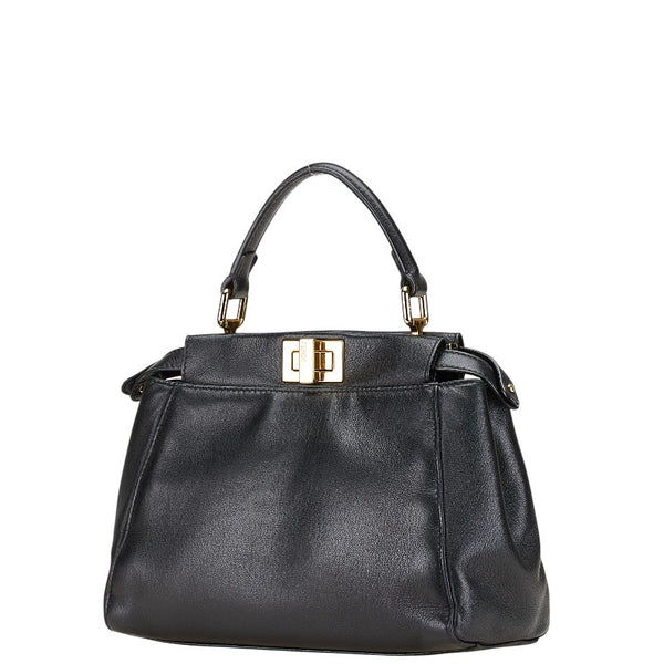 フェンディ ミニピーカブー ハンドバッグ ショルダーバッグ 2WAY 8BN244 ブラック レザー レディース FENDI 【中古】