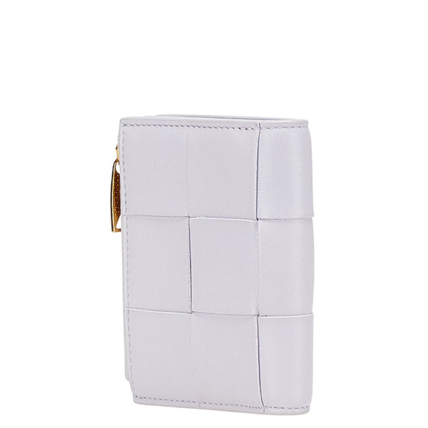 ボッテガヴェネタ マキシイントレチャート 二つ折り財布 パープル レザー レディース BOTTEGAVENETA 【中古】