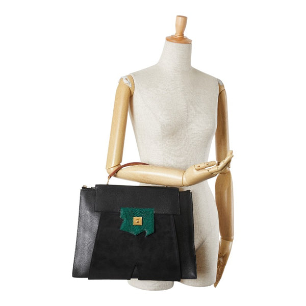 エルメス プレジデント トートバッグ ブラック グリーン リザード ヴォーグレネ ドブリス レディース HERMES 【中古】