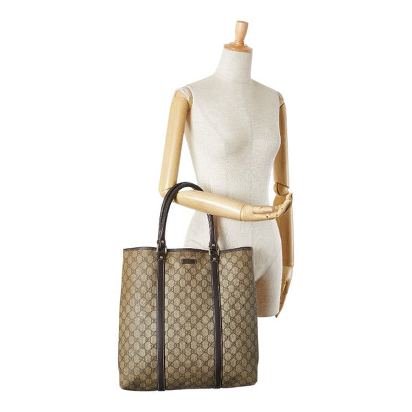 グッチ GGスプリーム トートバッグ ショルダーバッグ 223668 ベージュ ブラウン PVC レザー レディース GUCCI 【中古】