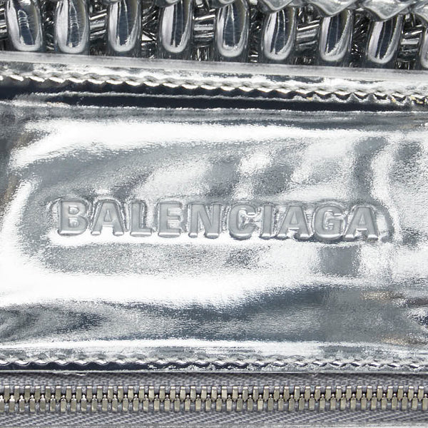 バレンシアガ ビストロXS バスケット ハンドバッグ ショルダーバッグ 2WAY 671342 シルバー エナメル レディース BALENCIAGA 【中古】