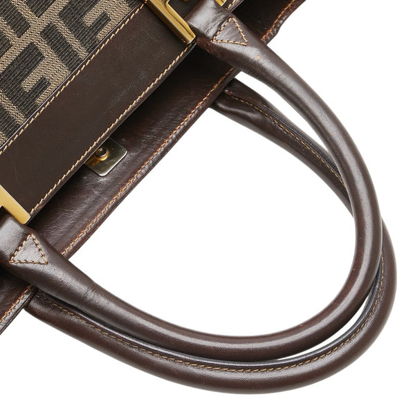 フェンディ ズッカ トートバッグ ベージュ ブラウン キャンバス レディース FENDI 【中古】